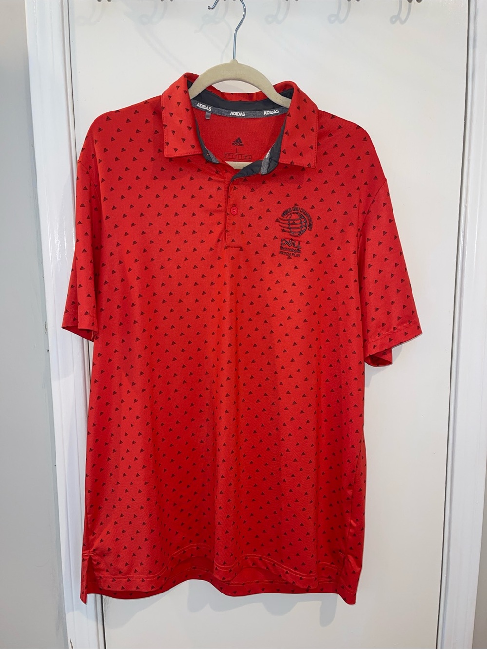 adidas Red Polo Shirt with Micro adidas logo Print